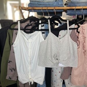 ZARA Kids Tie front crop top sz 7 + GAP Kids white tie-front tank top sz L